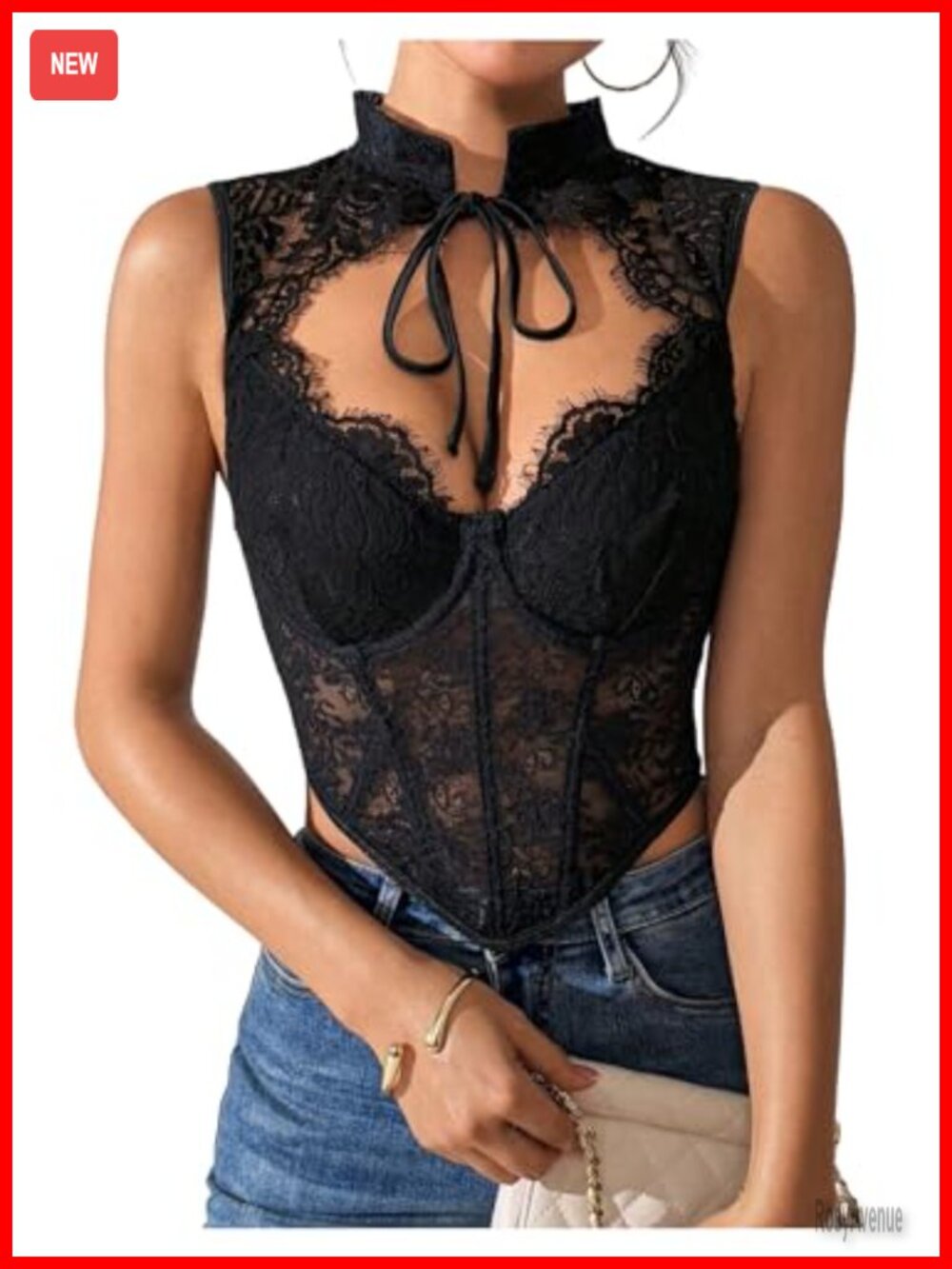 SweatyRocks Floral Lace Cut Out Crop Bustier Corset Tank Top Women's Party